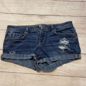 Aeropostale Womens Size 6 Denim Shorts Distressed Dark